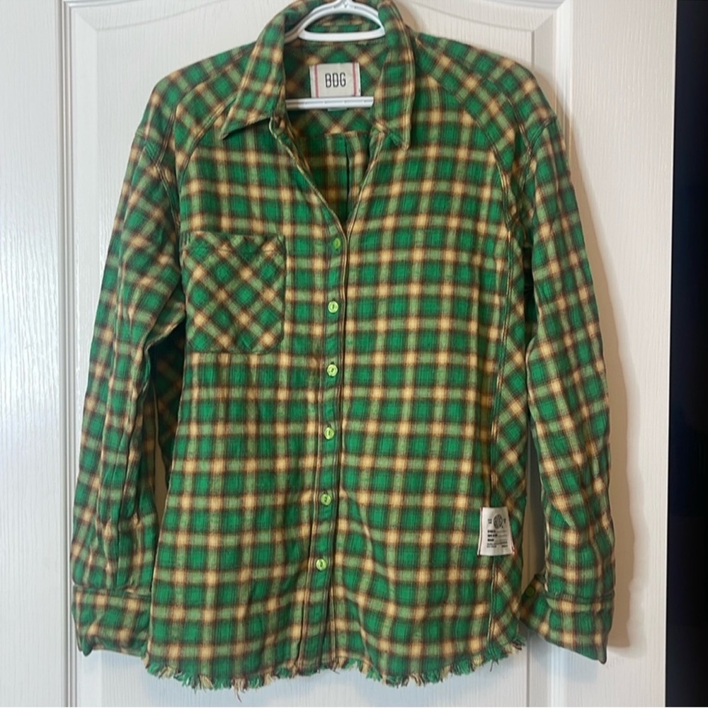BDG / Urban Outfitters Brixton Distressed Flannel Shirt Green Size Small - Picture 3 of 12